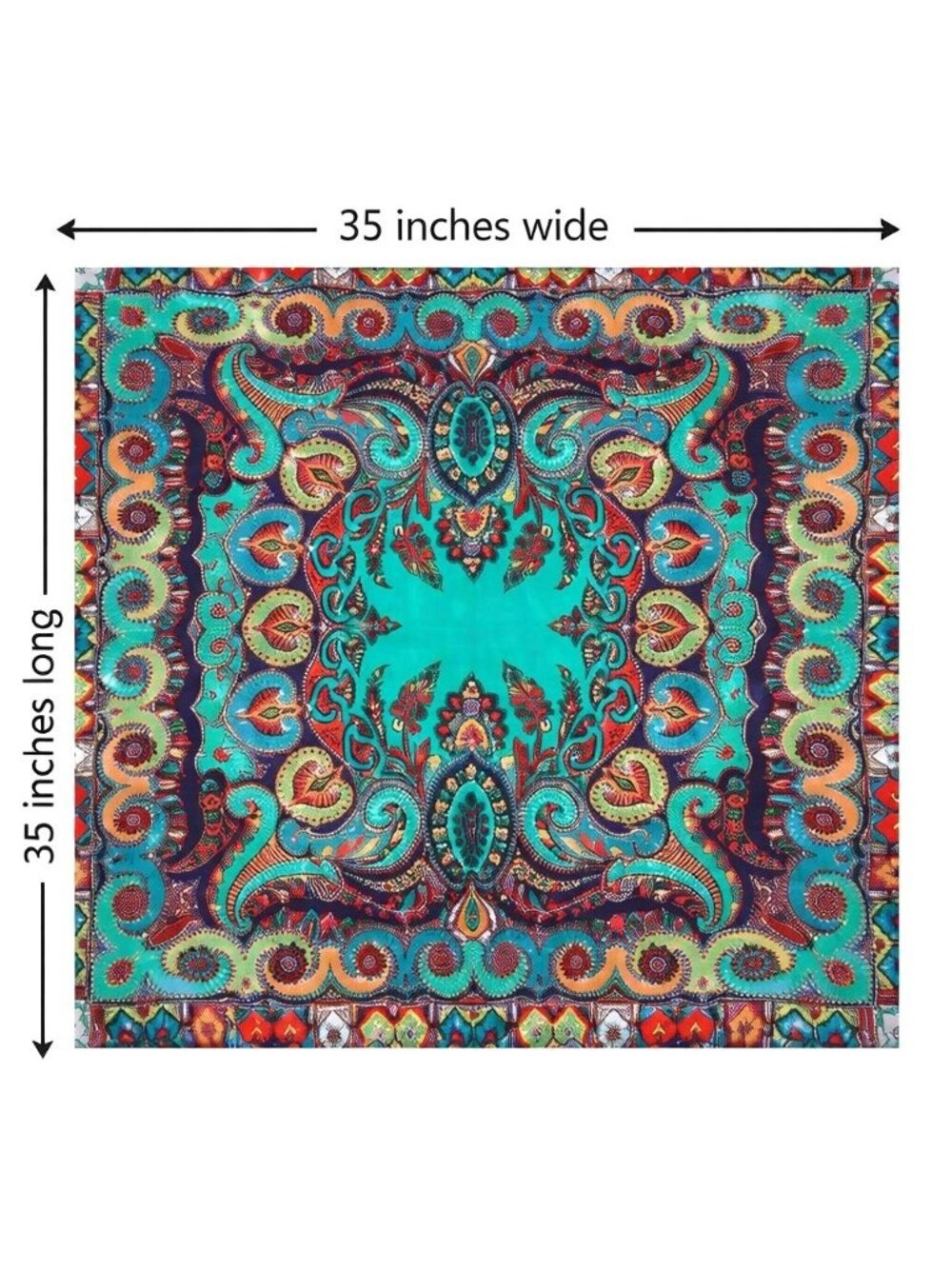 Satin Wild Rag 35 Inch Square Western Scarf Paisley Southwestern Style Turquoise - Picture 8 of 8